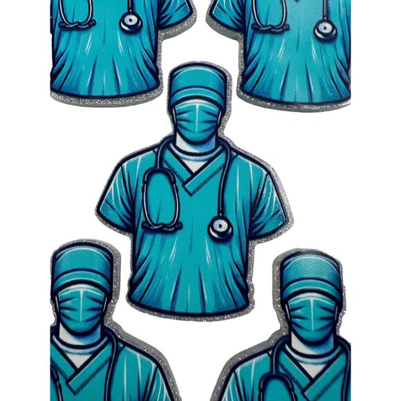 10 pc glitter RN Nurse acrylic flat back charm for badge reels keyrings earrings - Picture 2 of 4